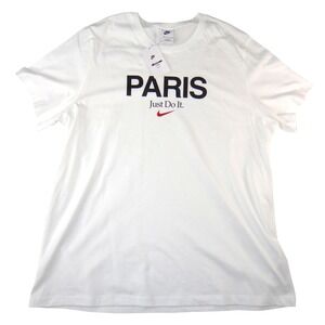 NWT Nike Paris Just Do It Graphic Tee Mens XXL White Short Sleeve Shirt
